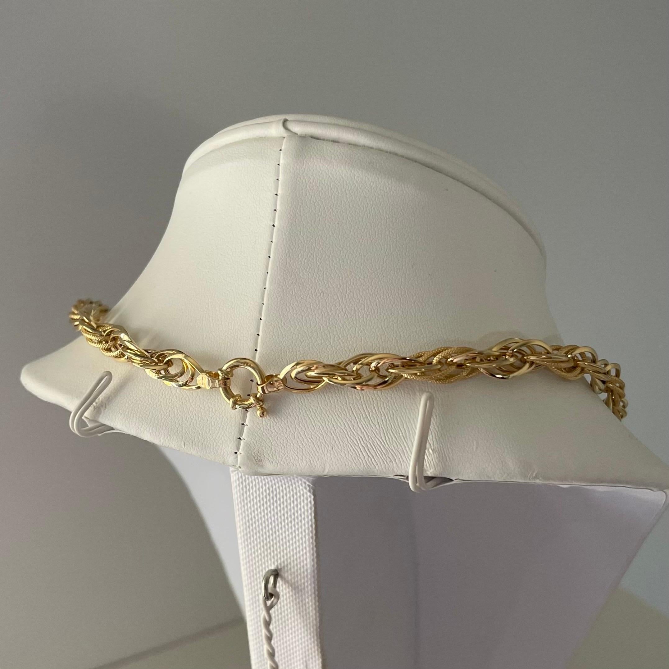 18K Yellow Gold Rope Chain Necklace, Handcrafted in Brazil In New Condition For Sale In Ridgefield, CT