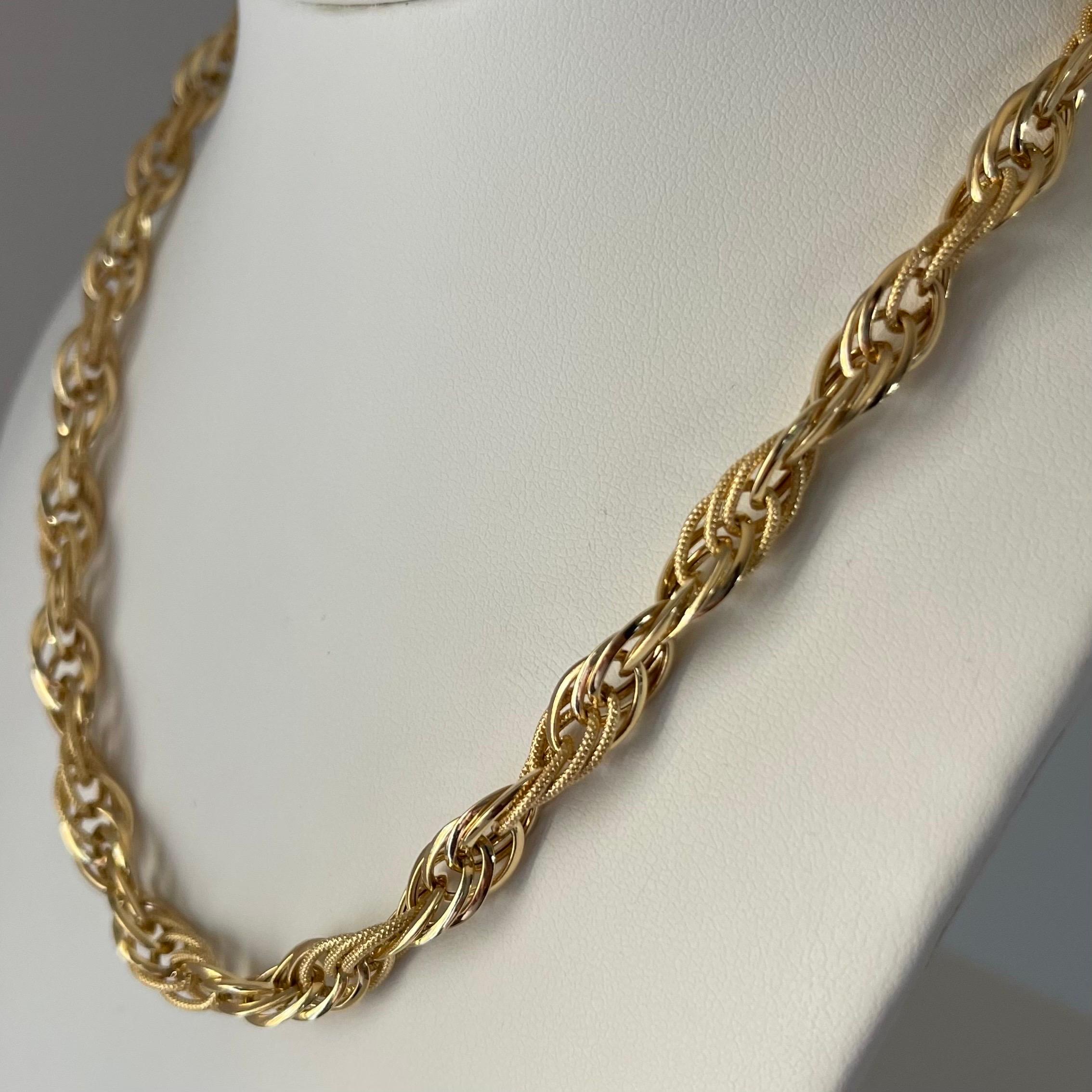 18K Yellow Gold Rope Chain Necklace, Handcrafted in Brazil For Sale 1