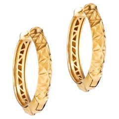 Textured 18K Yellow Gold Hoop Earrings