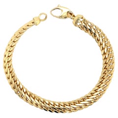 Pulsera de cadena de doble ribete de oro amarillo de 18 quilates