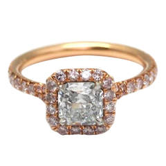 One carat Blue Diamond Pink Gold Ring