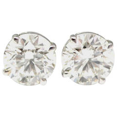 2.51 and 2.65 Carat Diamond Gold Ear Studs