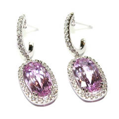 Pink Topaz Diamond Gold Earrings 2
