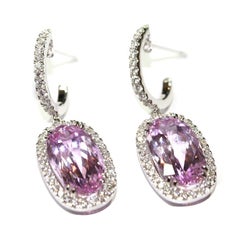 Pink Topaz Diamond Gold Earrings with certificat