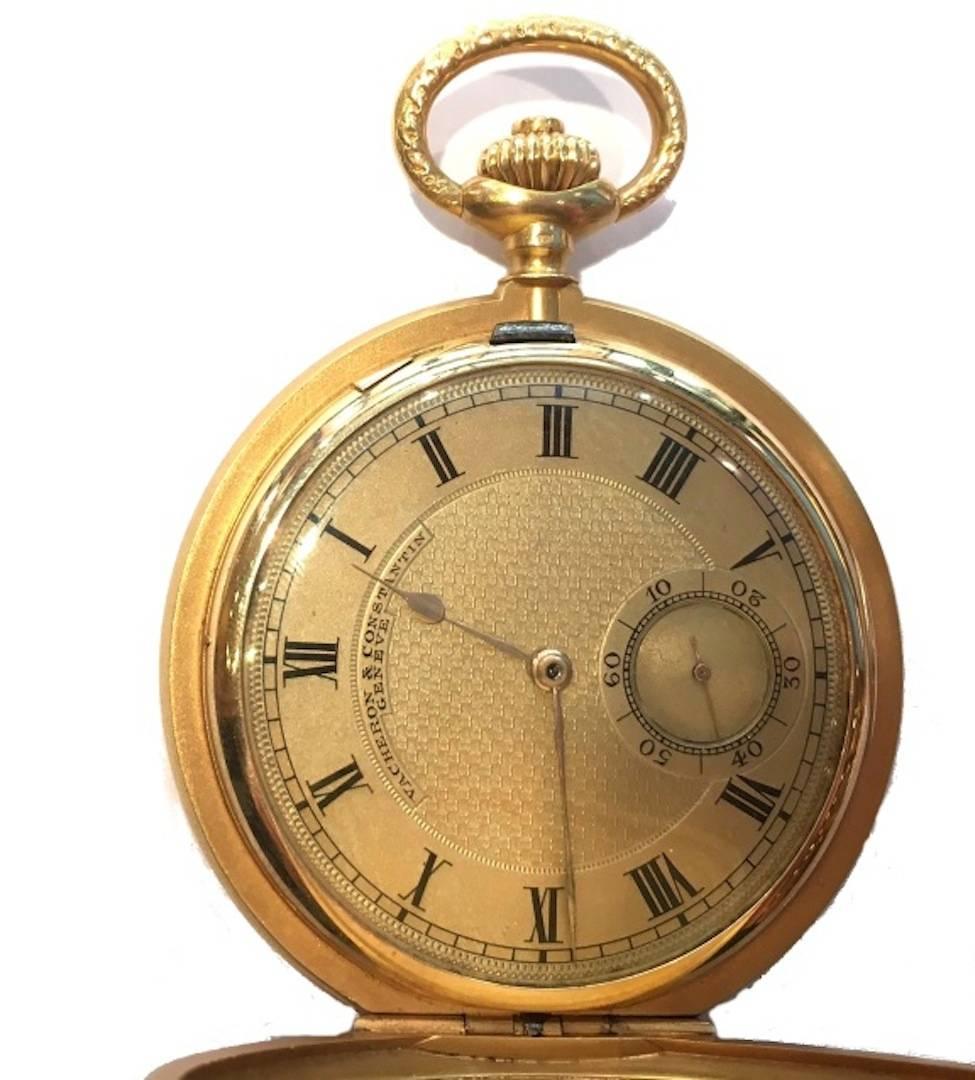 VACHERON CONSTANTIN Pocket watch in yellow gold, with equestrian scene pattern.
Signed and numbered 208085
