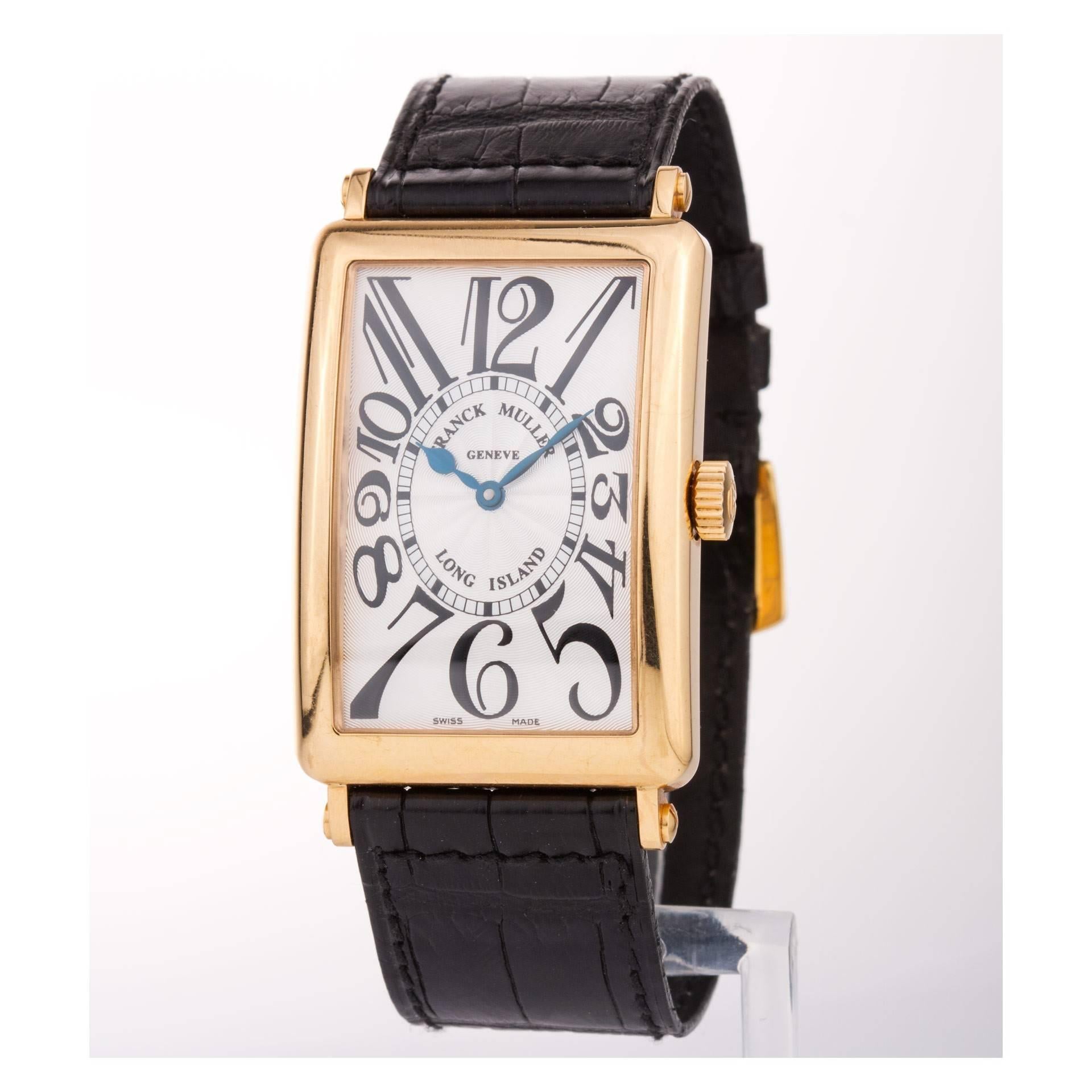 FRANCK MULLER LONG ISLAND, Master of complications 1000 SC
yellow gold case, black leather strap, automatic winding
