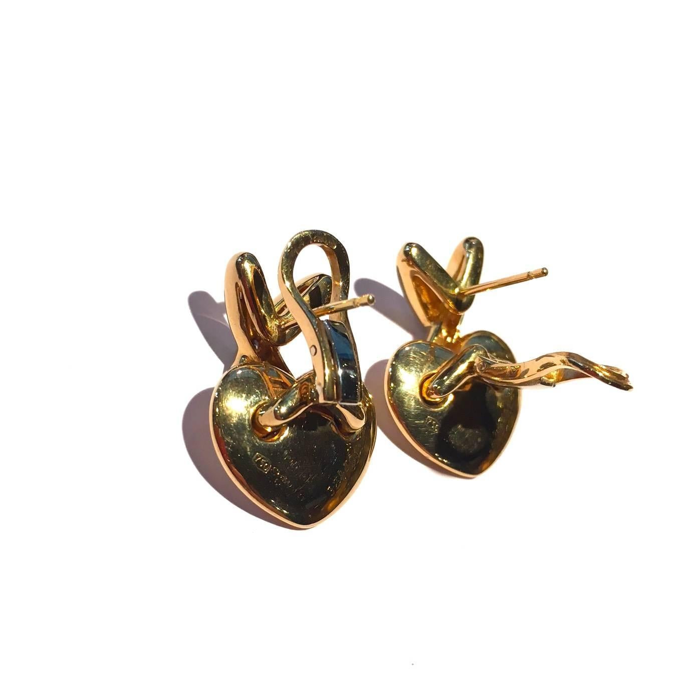 CHAUMET Earrings Heart Model "Lien" in yellow gols and diamonds. Signed and Numbered.  Comes with Chaumet Case. (17,4 grs)