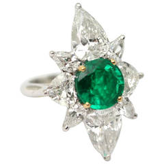 Colombian Emerald Diamond Platinum Ring