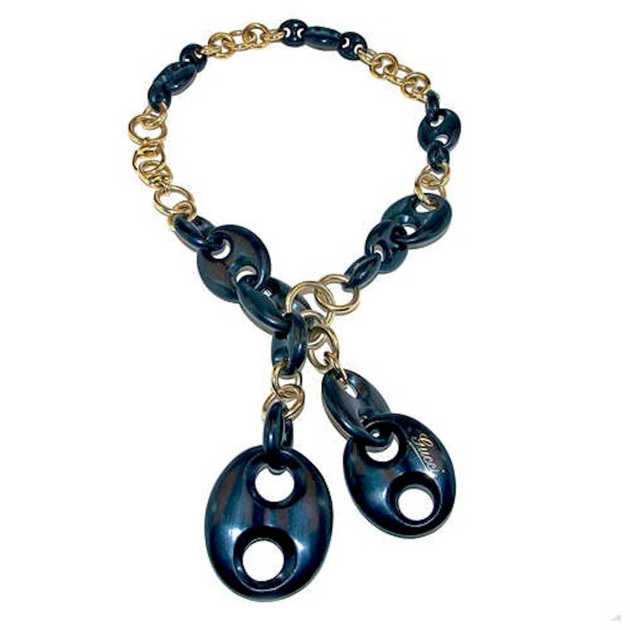 Women's Gucci Ebony Gold Chain Necklace