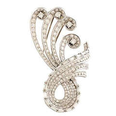 Swirl Brooch Platinum Diamonds 8