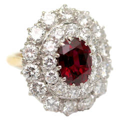 Ruby Diamonds Gold Platinum Dome Cocktail Ring