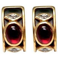 Marina Bulgari tourmaline  diamants Onyx Clips d'oreille en or