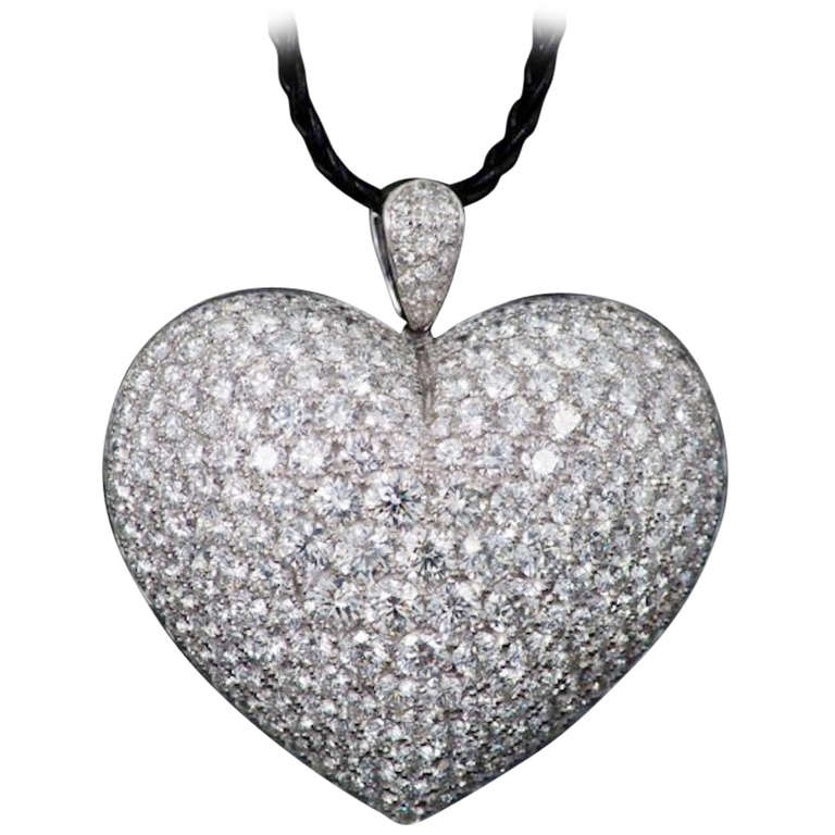 Diamond Heart Pendant For Sale