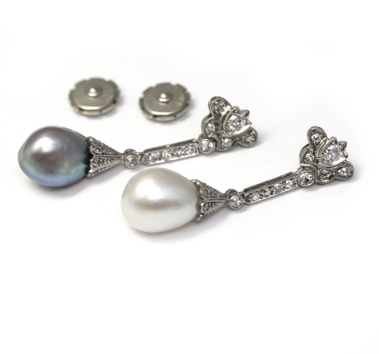 pearl diamond drop earrings