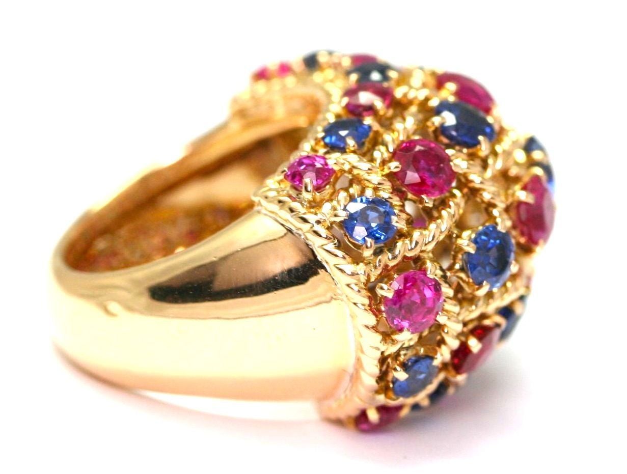Cartier Sapphire Ruby Gold Dome Ring 1
