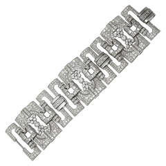 1930s Diamond Platinum Cuff Bracelet