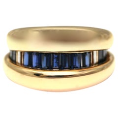 Vintage Poiray Sapphire Gold Day and Night Cocktail Ring