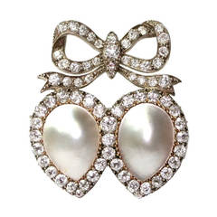 19th Century Mabe Pearls Diamonds Brooch 5