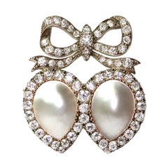 19th Century Mabe Pearls Diamonds Brooch
