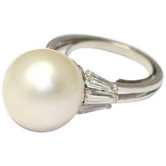 Perle Diamant Platin Ring
