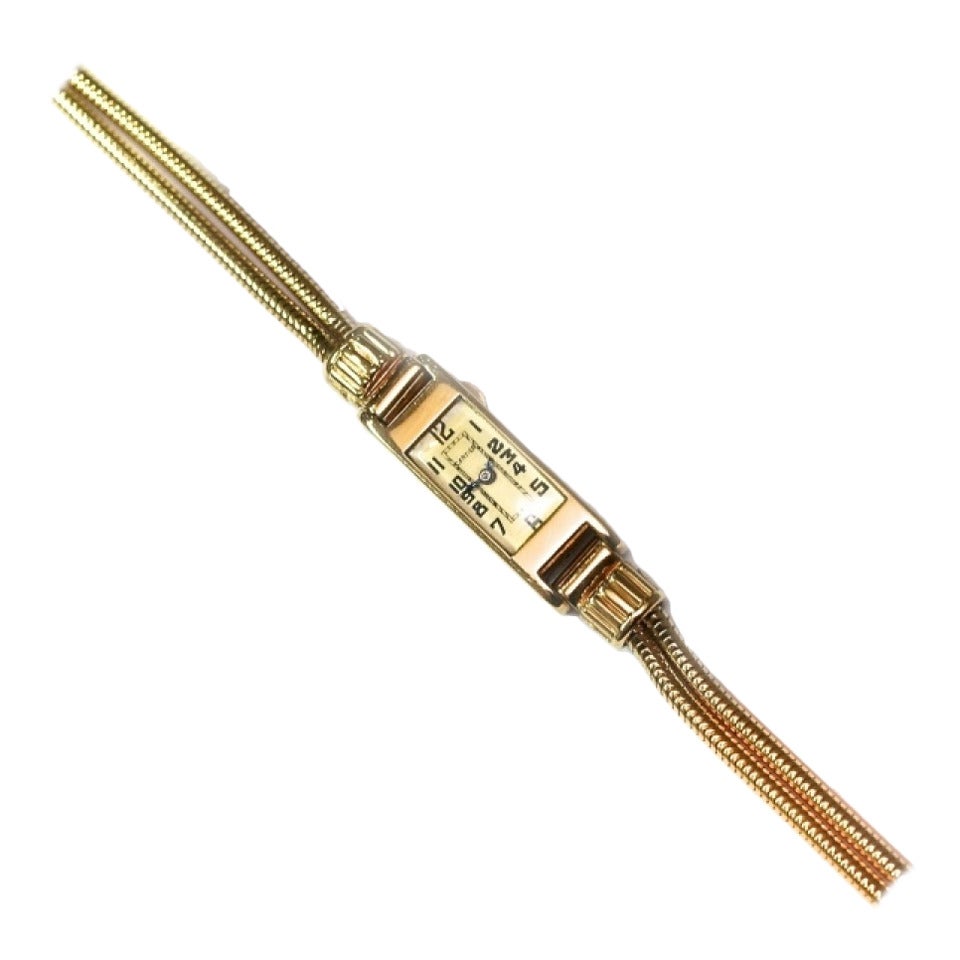Cartier Lady's Yellow Gold Duoplan Rectangular Wristwatch