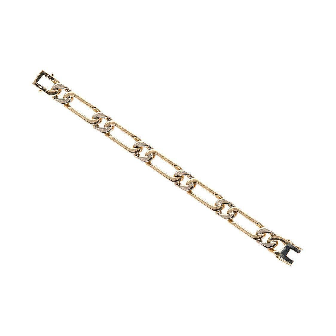 van CLEEF & ARPELS Bracelet yellow gold chain link, six patterns set with diamonds, signed and numbered B280A3, length 19.8 cm, width 1.1 cm, with original VCA case (73.8 grams)
