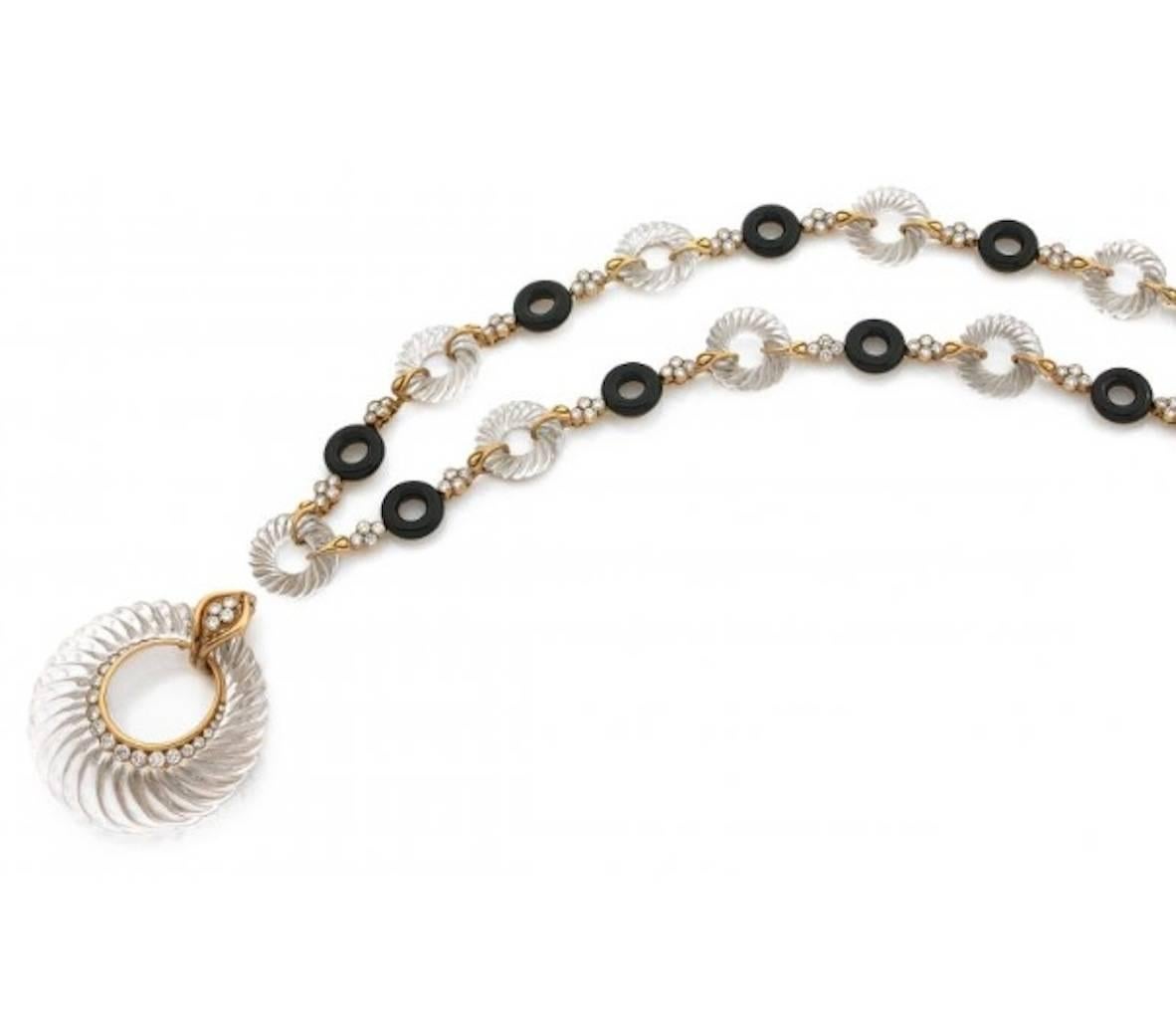 Women's André Vassort 1960s Crystal Onyx Diamond Necklace