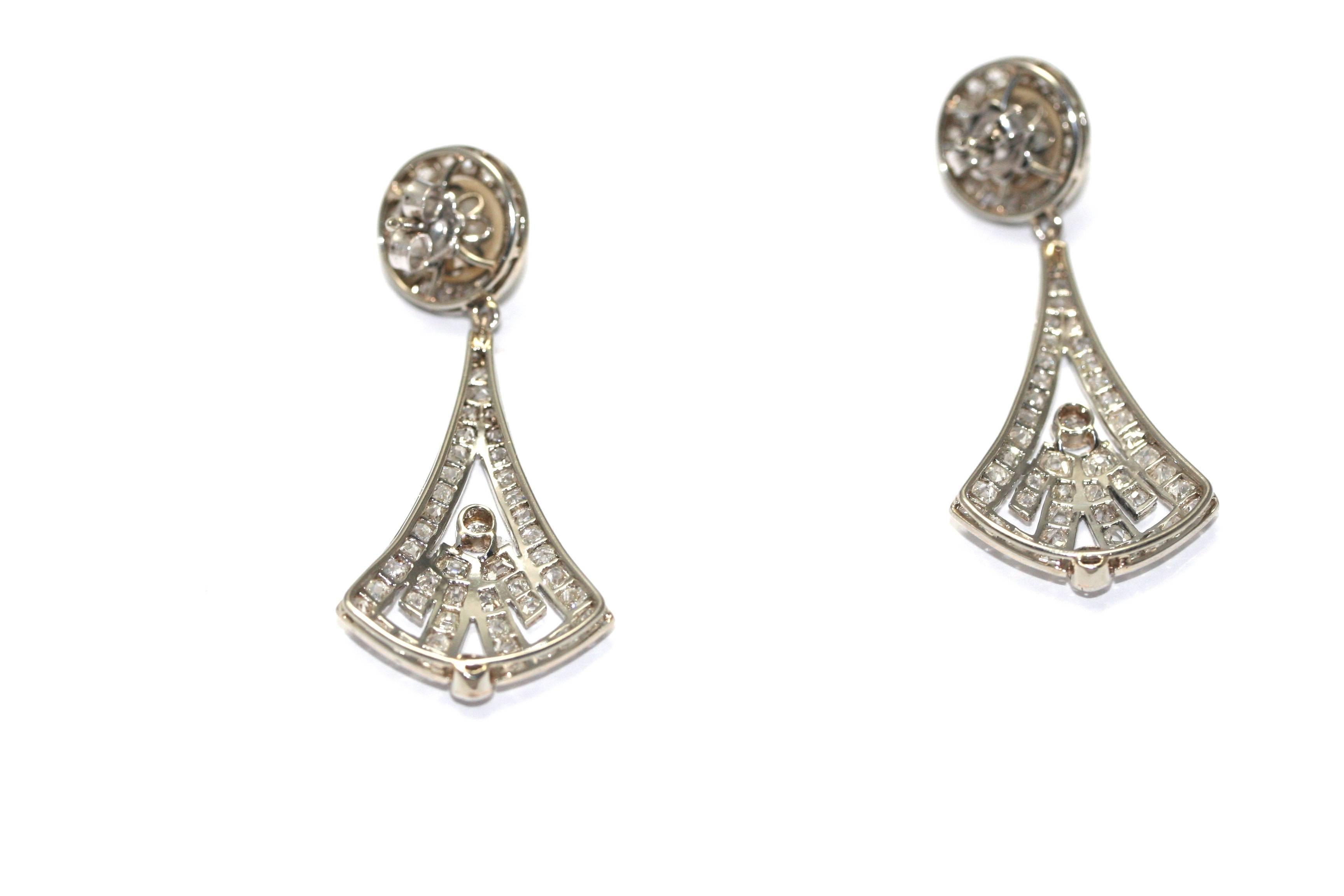 Art Deco Diamond and Pearl Earrings  In Excellent Condition In Monte Carlo, MC