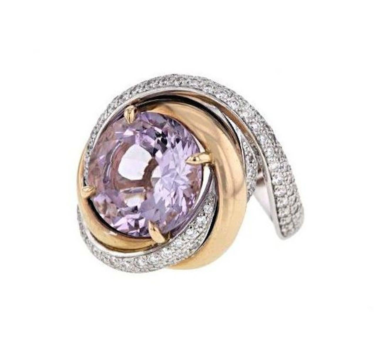 CARTIER 2013 Ring in white and pink gold, round amethyst, diamonds, signed and numbered, ring size 5 ½, (18,65 grams)