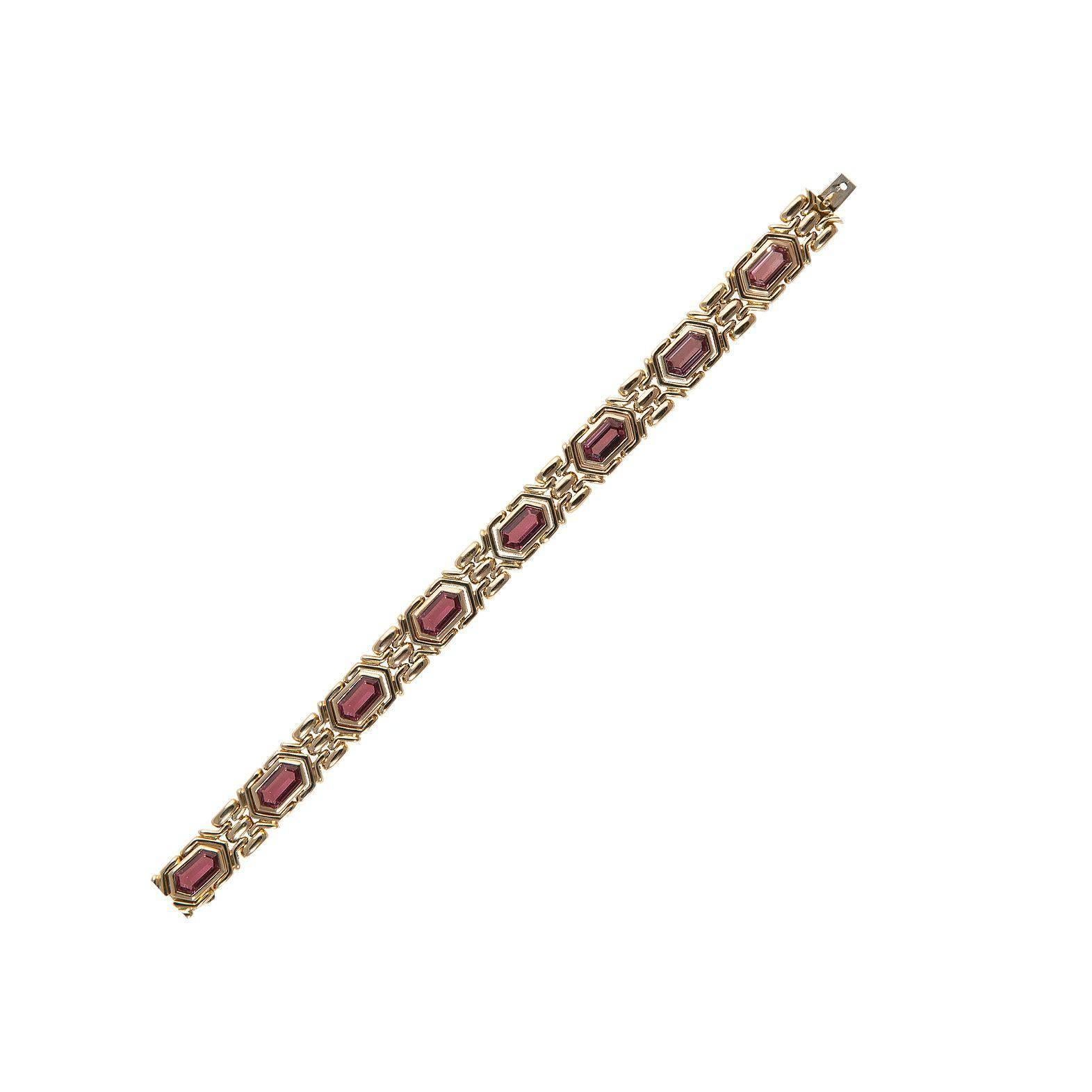 Women's Bulgari Pink Tourmaline Gold Link Bracelet