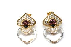 Marina B. Pivomab Tourmaline Rock Crystal Diamond Yellow Gold Earrings 1982
