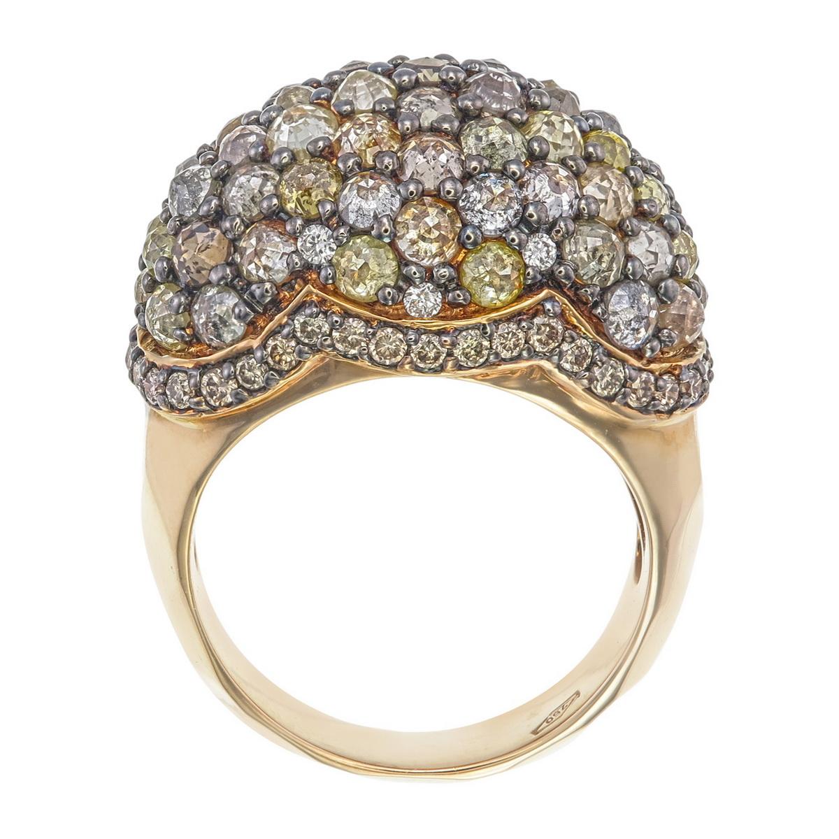Bouquet Inspired Fancy Mixed Color Diamond Ring in 18K Rose Gold (Zeitgenössisch) im Angebot