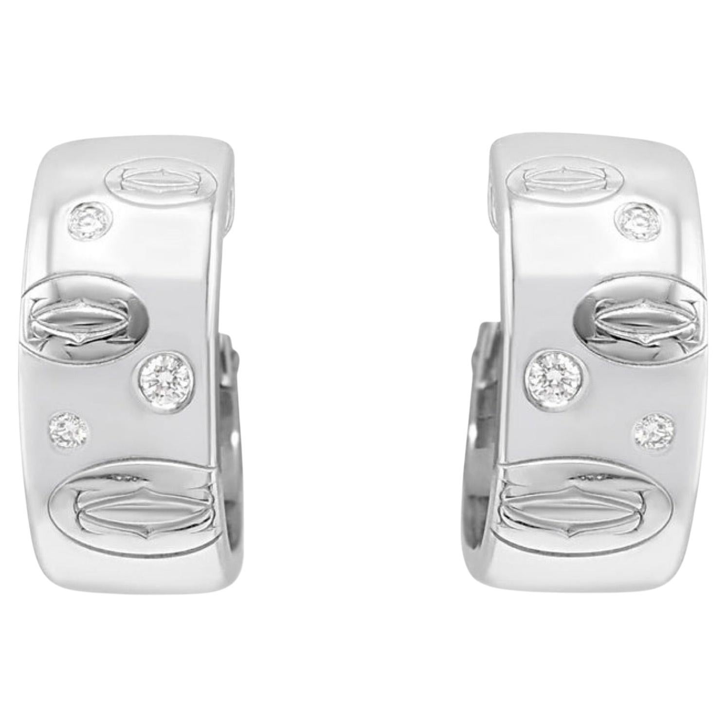 Cartier a pair of “Love” diamond hoop earrings - 18K White Gold For Sale