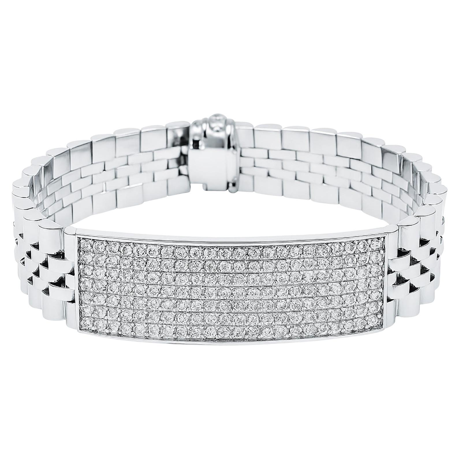 4,70 ct diamante ID Rolex estilo pulsera para hombre 14k oro blanco macizo 62,6 g 8,5"