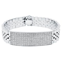 4,70 ct diamante ID Rolex estilo pulsera para hombre 14k oro blanco macizo 62,6 g 8,5"