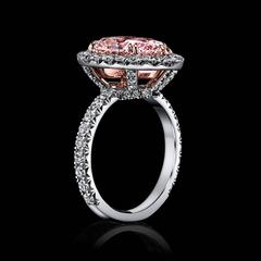 1.72 Carat GIA Cert Fancy Light Pink Diamond Gold Platinum Halo Engagement Ring