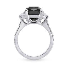 5.33 Carat Radiant Cut Fancy Black Diamond Engagment Ring