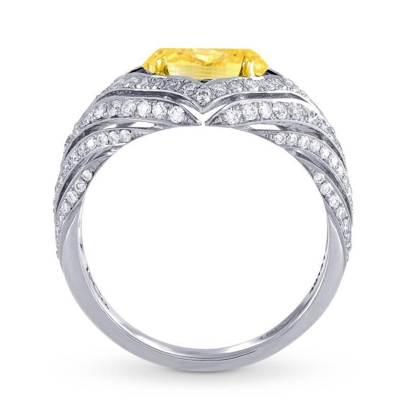Contemporary 2.24 Carat GIA Cert Oval Shape Natural Fancy Intense Yellow Diamond Gold Ring For Sale