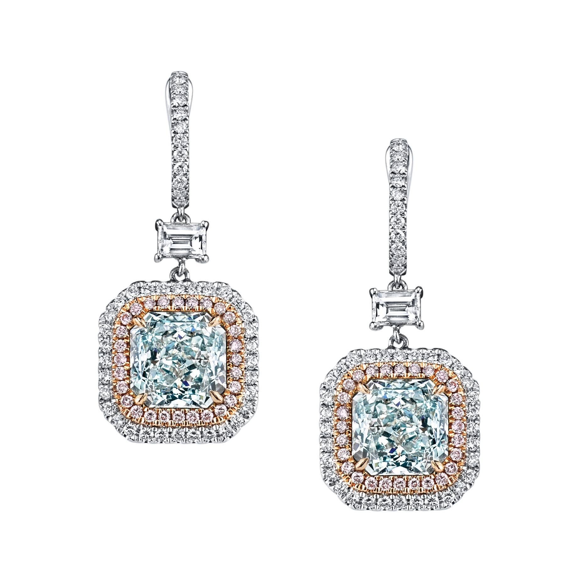 Interchangeable Natural Bluish Green Color Diamond Earrings Ring and Pendant For Sale