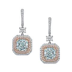 Interchangeable Natural Bluish Green Color Diamond Earrings Ring and Pendant