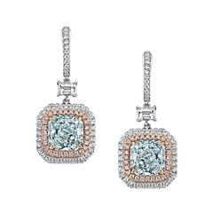 Interchangeable Natural Bluish Green Color Diamond Earrings Ring and Pendant