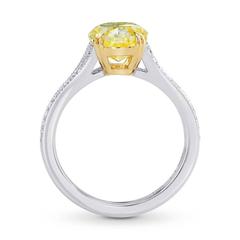 Fancy Intense Yellow Radiant Trapezoid Diamond Gold Platinum Engagement Ring