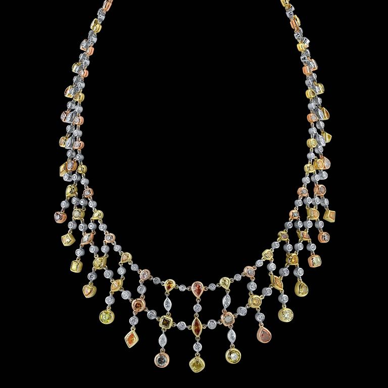 A Queen's Necklace Multicolor Natural Fancy Colored Diamond Gold