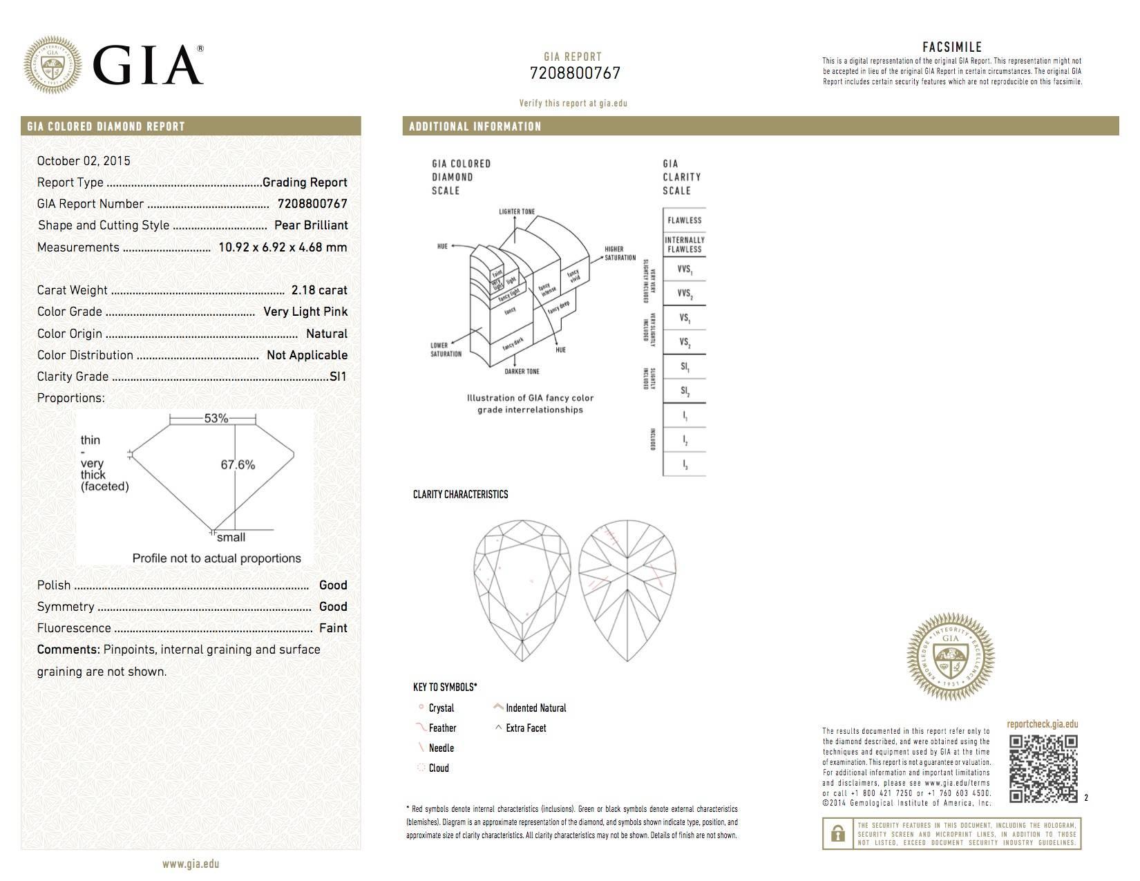 Modern 2.18 Carat GIA Cert Natural Fancy Light Pink Diamond Gold Ring For Sale