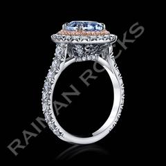 2.24 Carat GIA Cert Natural Fancy Greenish Blue Diamond Platinum Ring
