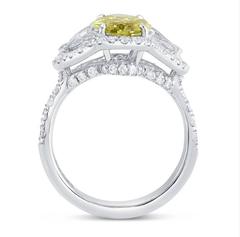 2.81 Carats Fancy Dark Brownish Greenish Yellow Diamonds Gold Ring