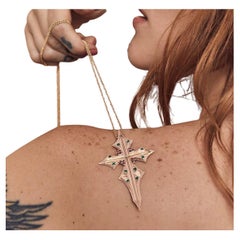 Yellow Gold Ruby & Emerald Cross Pendant