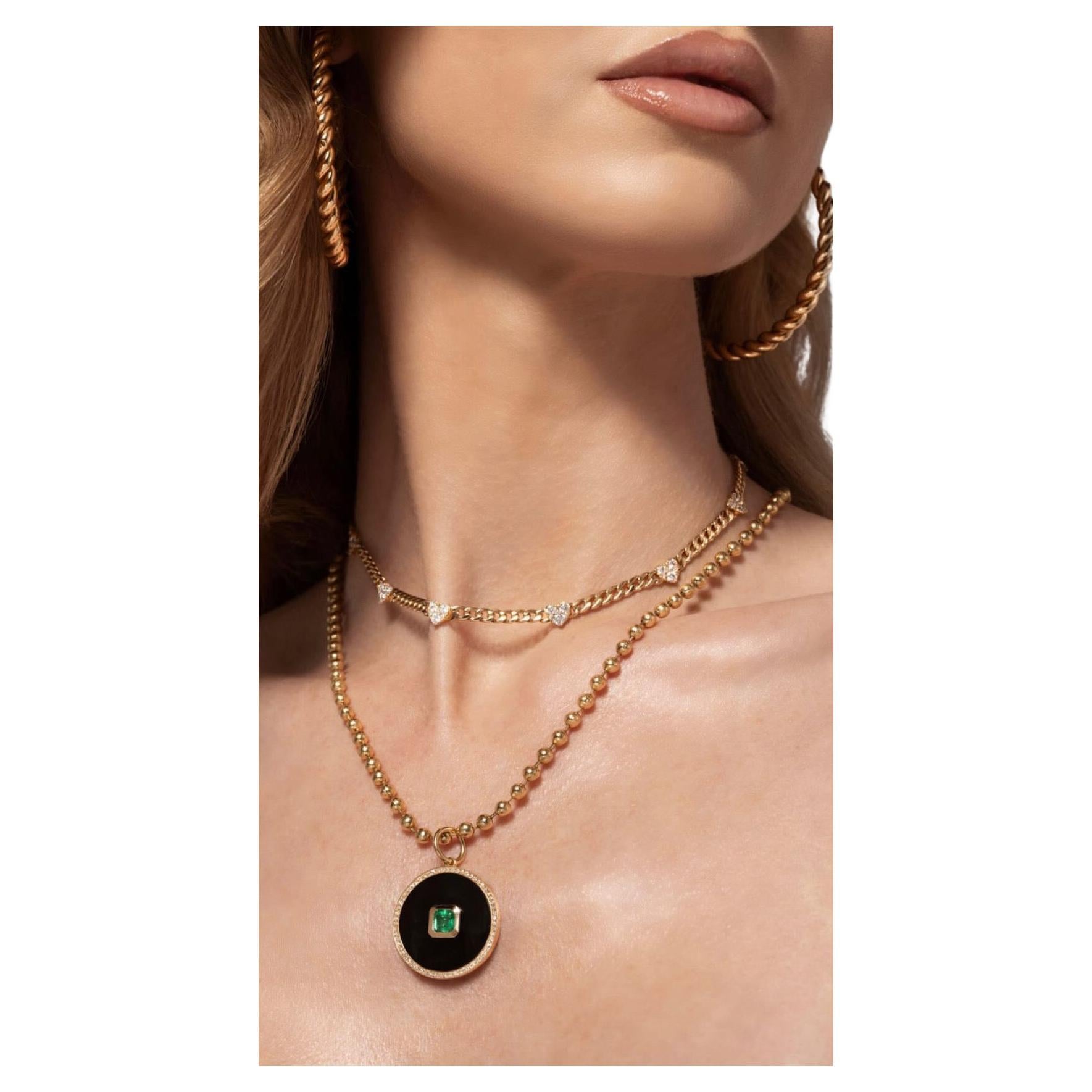 Collana con cuore in oro giallo e diamanti A Link