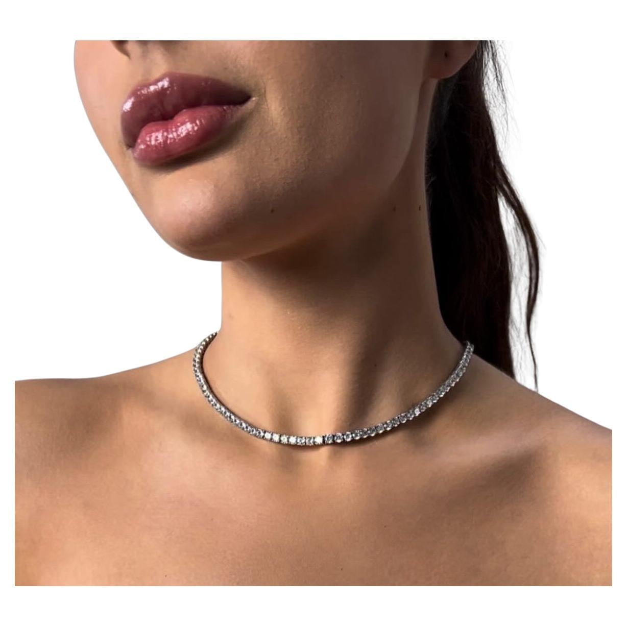 Collar Tenis Oro Blanco y Diamantes en venta
