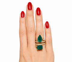 Colombian Emerald & Diamond Two-Stone 18K Gold Ring